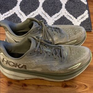 Hoka Clifton Sneakers in Olive and Lime